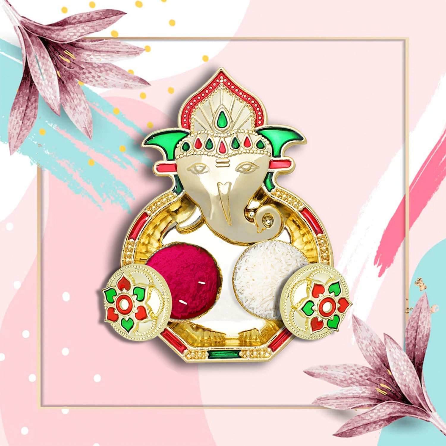 Rakasha Bandhan Special Puja Thali, Kumkum Thali Holder, Pooja Return Gift, Indian Housewarming Gifts, Brother / Bhai / Bhabhi / Sister / Family  Rakhi for Rakshabandhan, Diwali