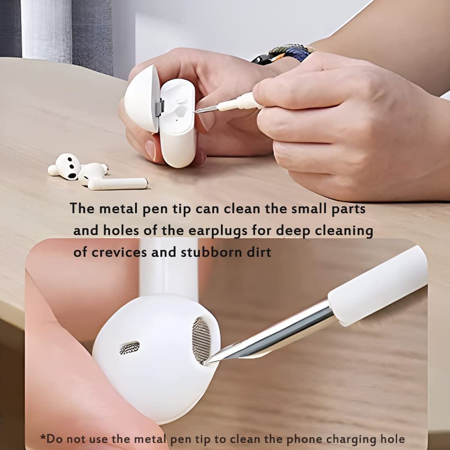 6188 3 In 1 Earbuds Cleaning Pen For Cleaning Of Ear Buds And Ear Phones Easily Without Having Any Damage.