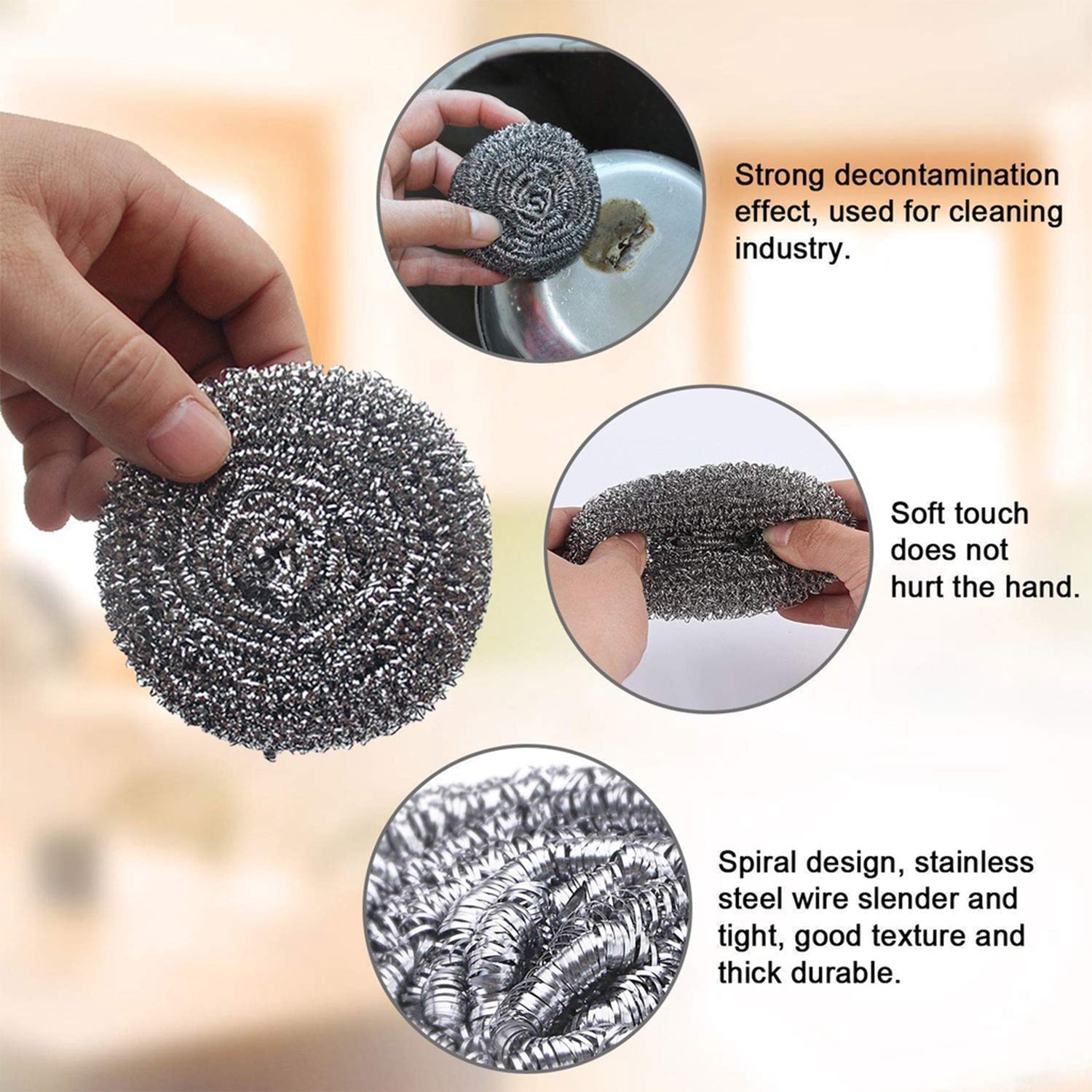 2922 Stainless Steel Scrubber / Scourer (pack of 6pc) DeoDap