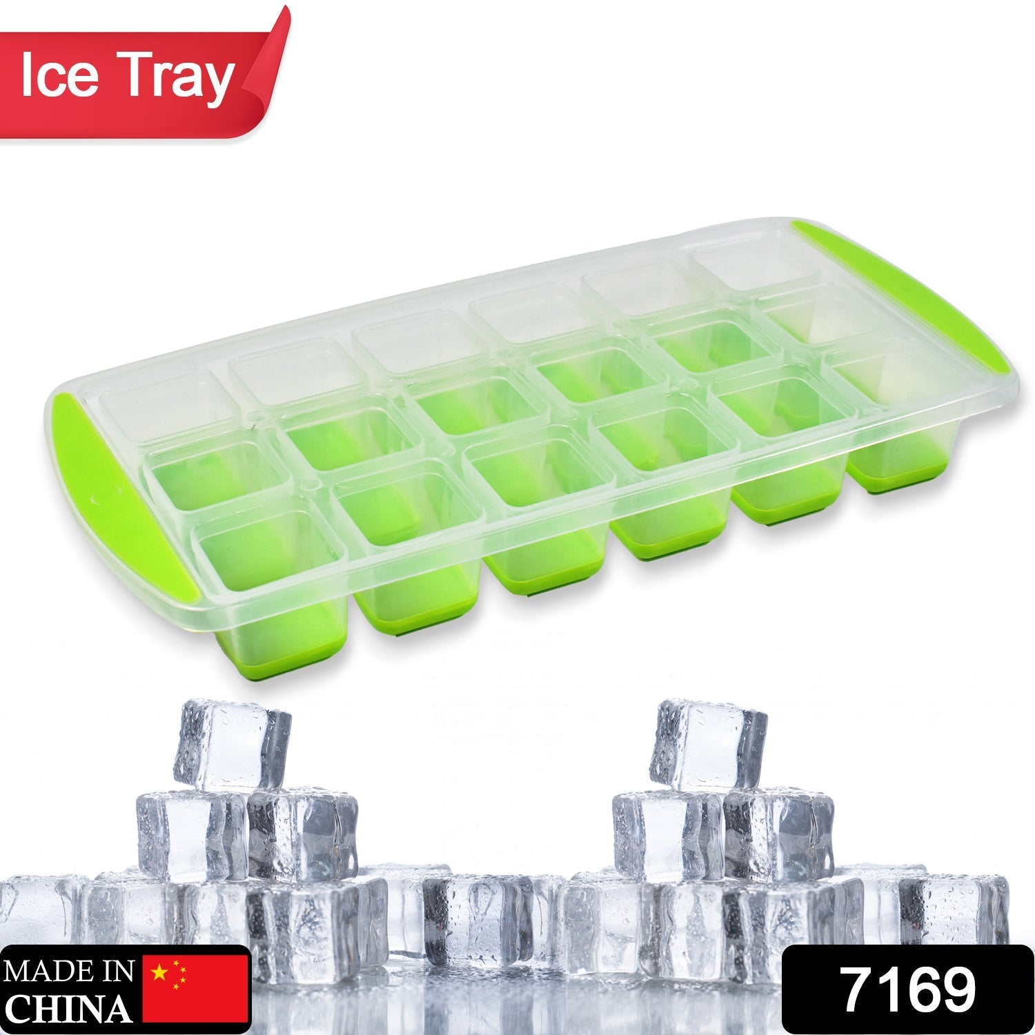 7169  18 Cavity Pop Up Ice Cube Tray Easy Release Flexible Silicone Bottom Ice Tray , Stackable Ice tray, 100% BPA Free, Food Grade for Freezer DeoDap