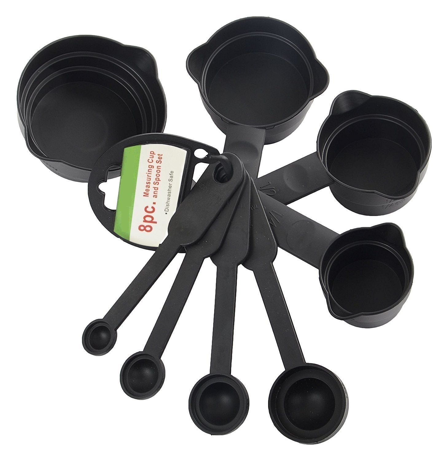 106 Plastic Measuring Cups and Spoons (8 Pcs, Black) Smallb.store