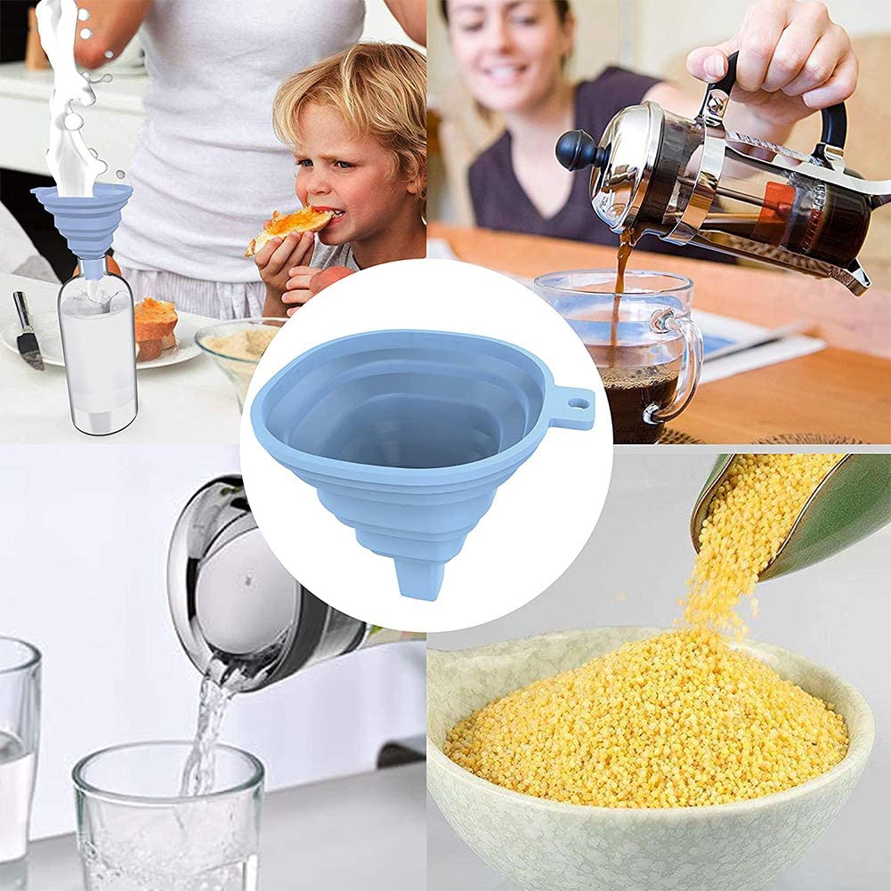 0828 Flexible Silicone Foldable Kitchen Funnel for Liquid/Powder Transfer Hopper Food (Small) DeoDap