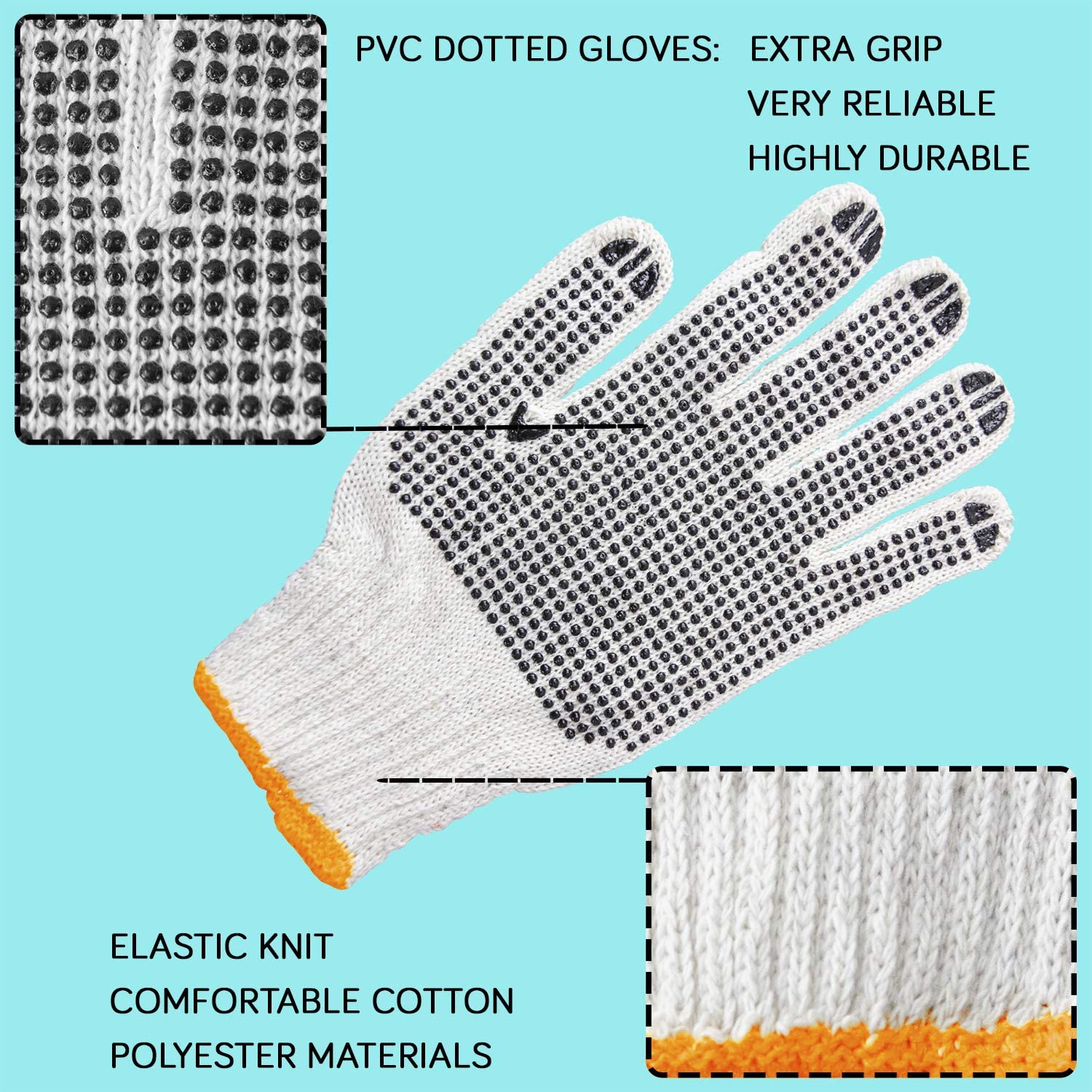 4611 Unisex Knitted/Sewing Cotton Plain Hand Gloves Raw White DeoDap