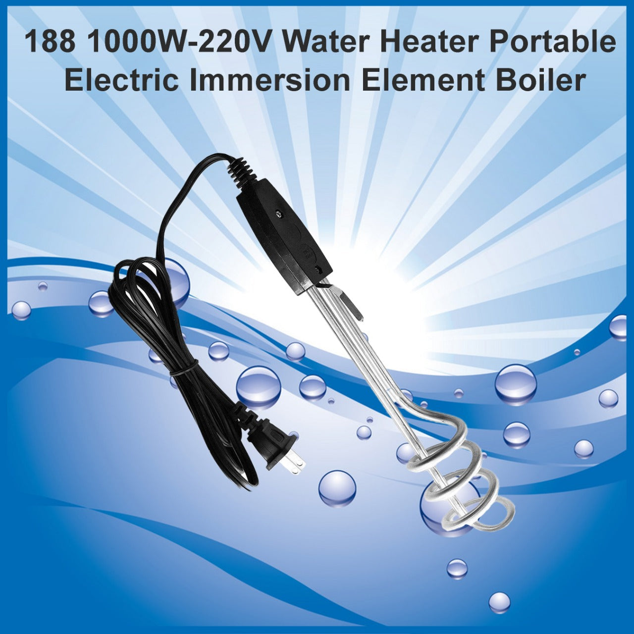 188 1000W-220V Water Heater Portable Electric Immersion Element Boiler 