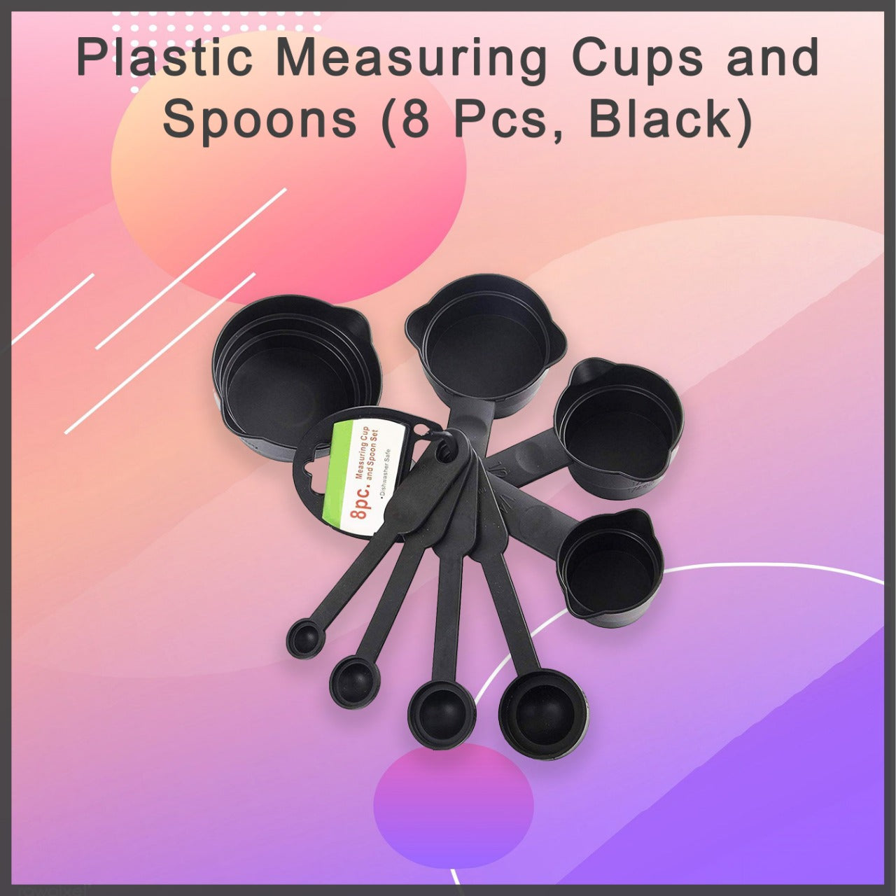 106 Plastic Measuring Cups and Spoons (8 Pcs, Black) Smallb.store