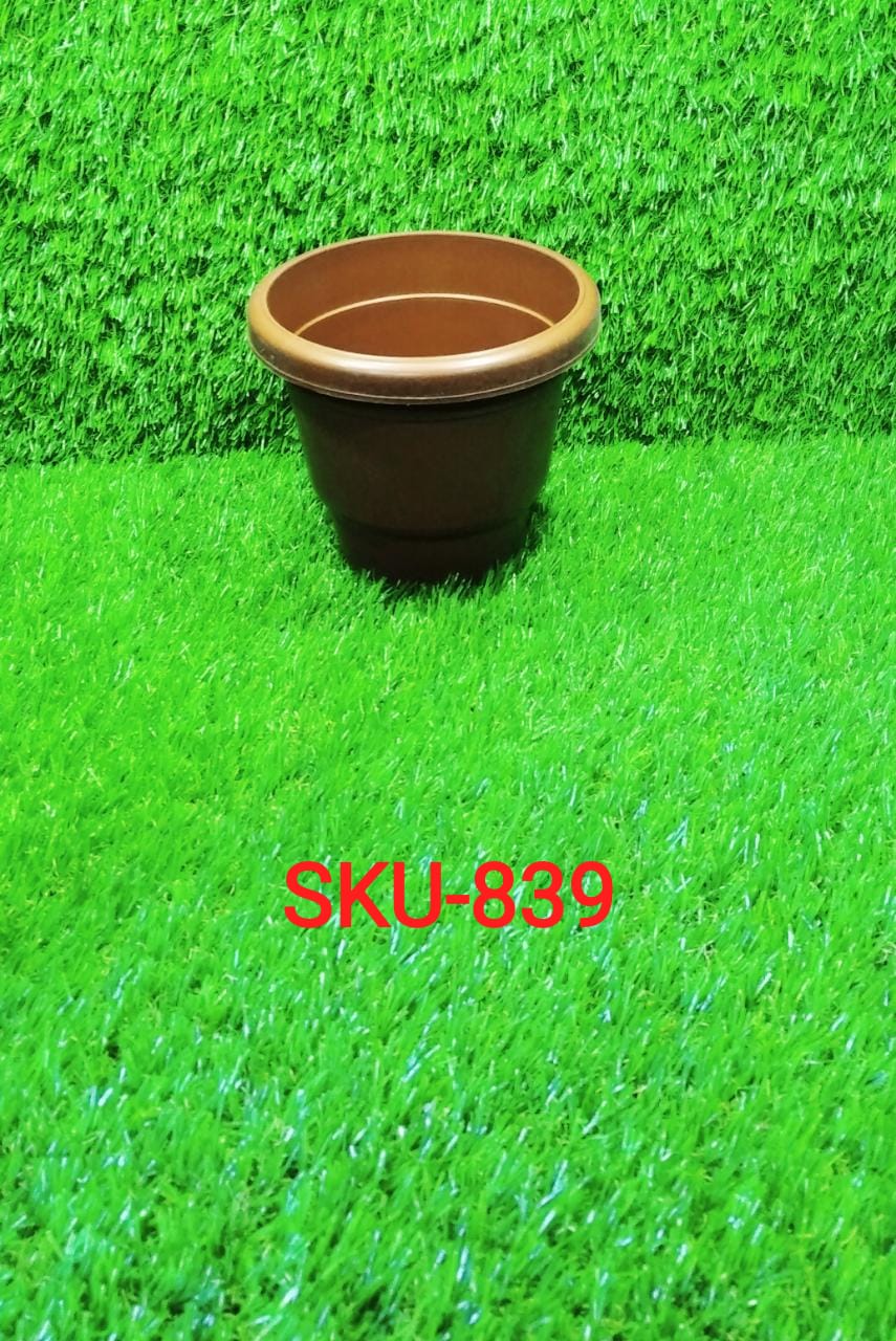 0839 Garden Heavy Plastic Planter Pot/Gamla 6 inch (Brown, Pack of 1, Small) DeoDap