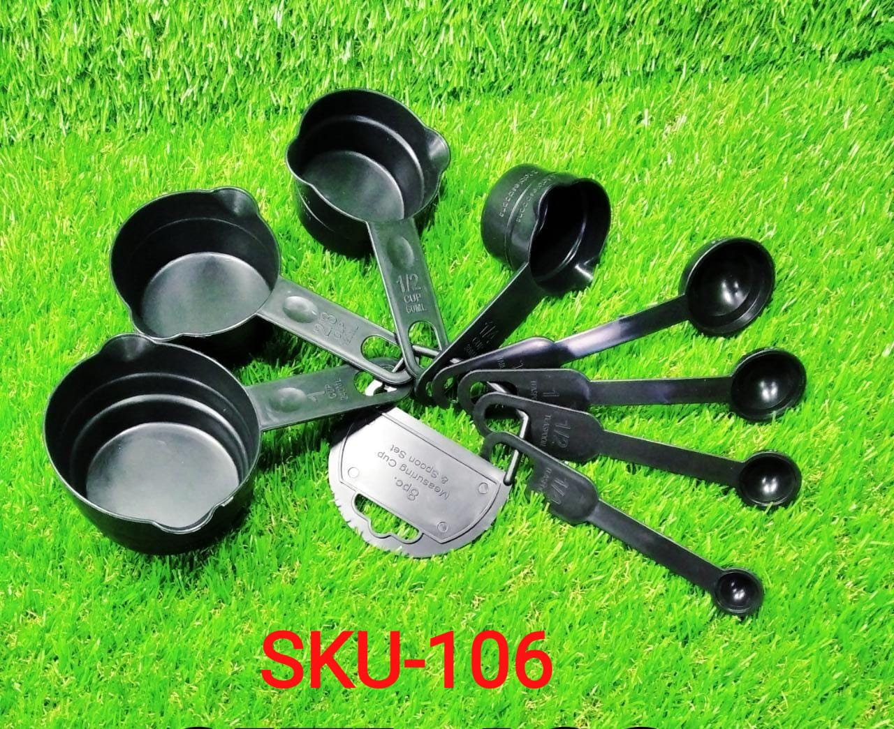 106 Plastic Measuring Cups and Spoons (8 Pcs, Black) Smallb.store